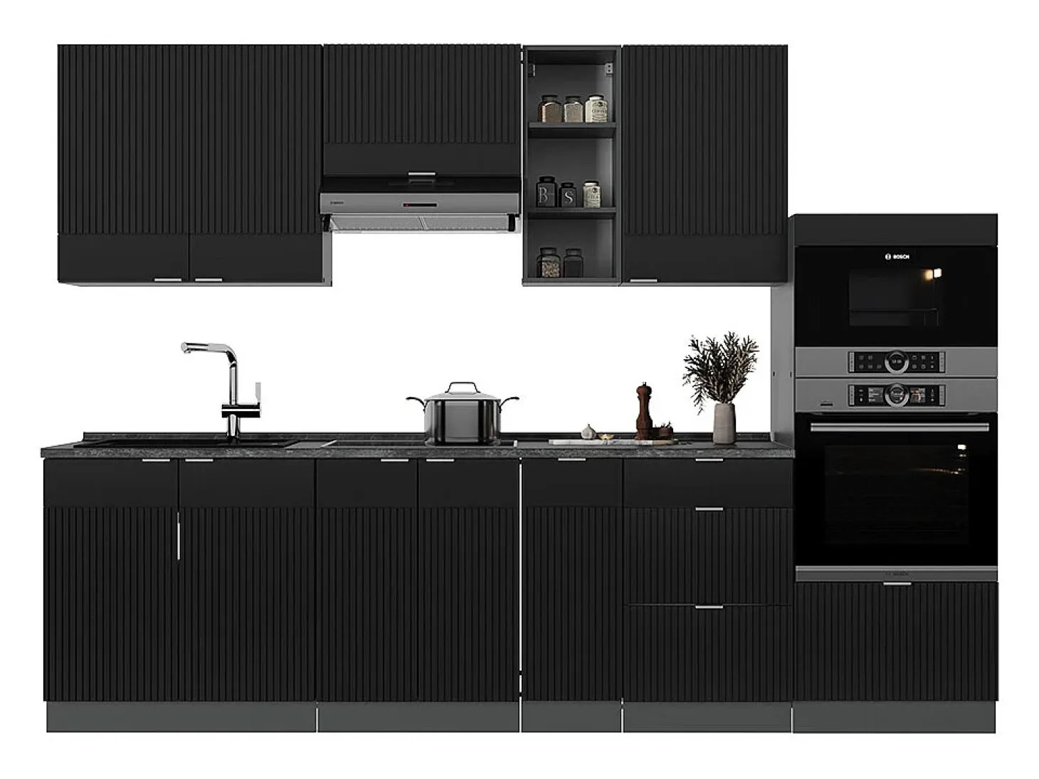 Mueble de cocina rayas negras/antracita 280x60x81.6 fame-line