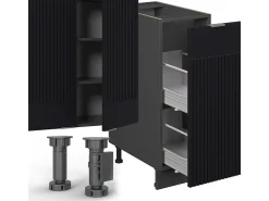 Mueble de cocina rayas negras/antracita 280x60x81.6 fame-line