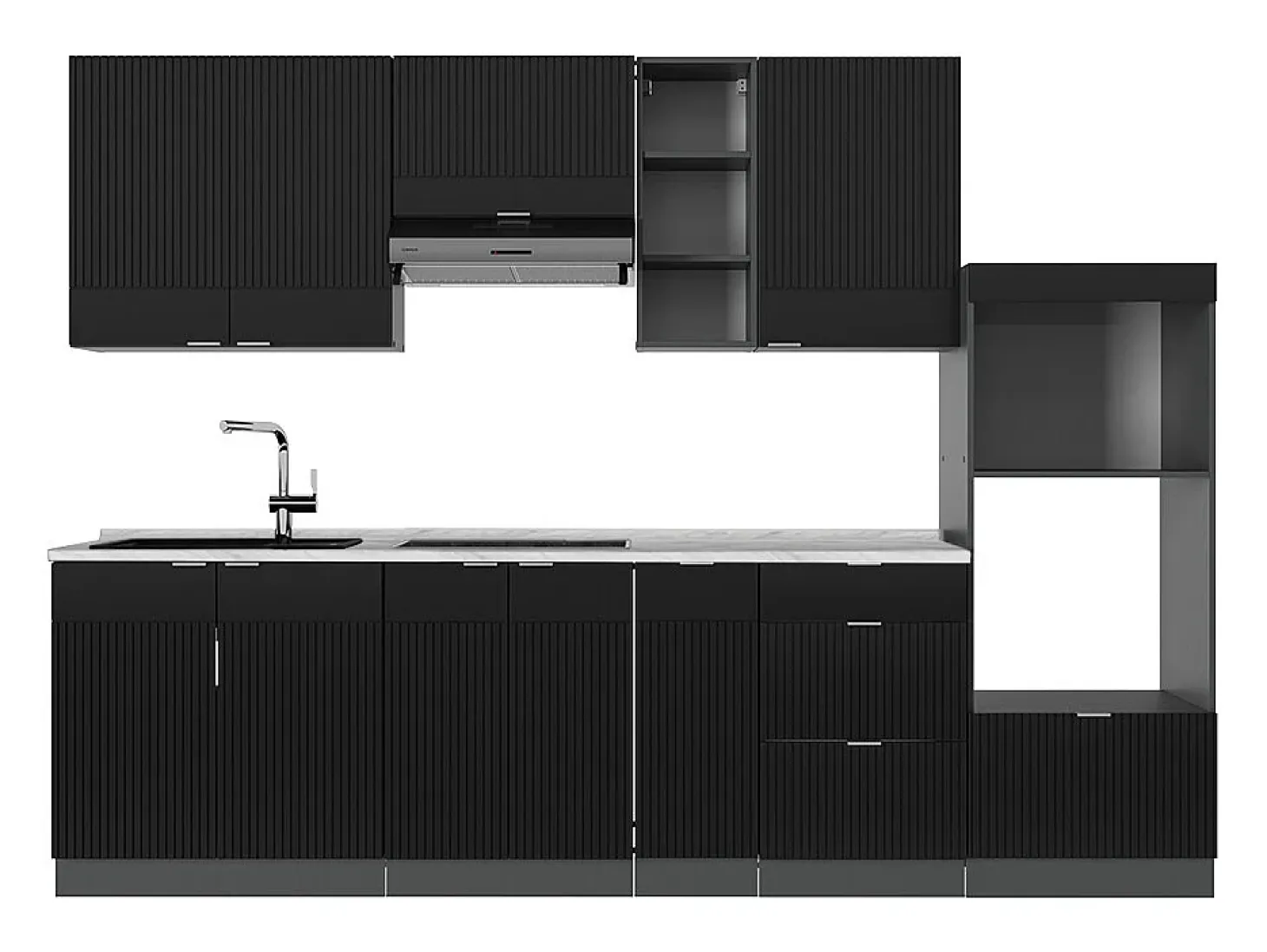 Mueble de cocina rayas negras/antracita 280x60x81.6 fame-line