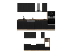 Mueble de cocina rayas negras/roble dorado 300x60x81.6 fame-line