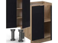 Mueble de cocina rayas negras/roble dorado 300x60x81.6 fame-line