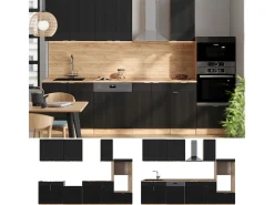 Mueble de cocina rayas negras/roble dorado 300x60x81.6 fame-line