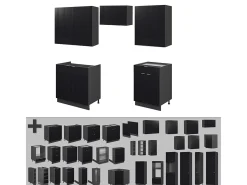 Mueble de cocina rayas negras/antracita 200x60x81.6 fame-line