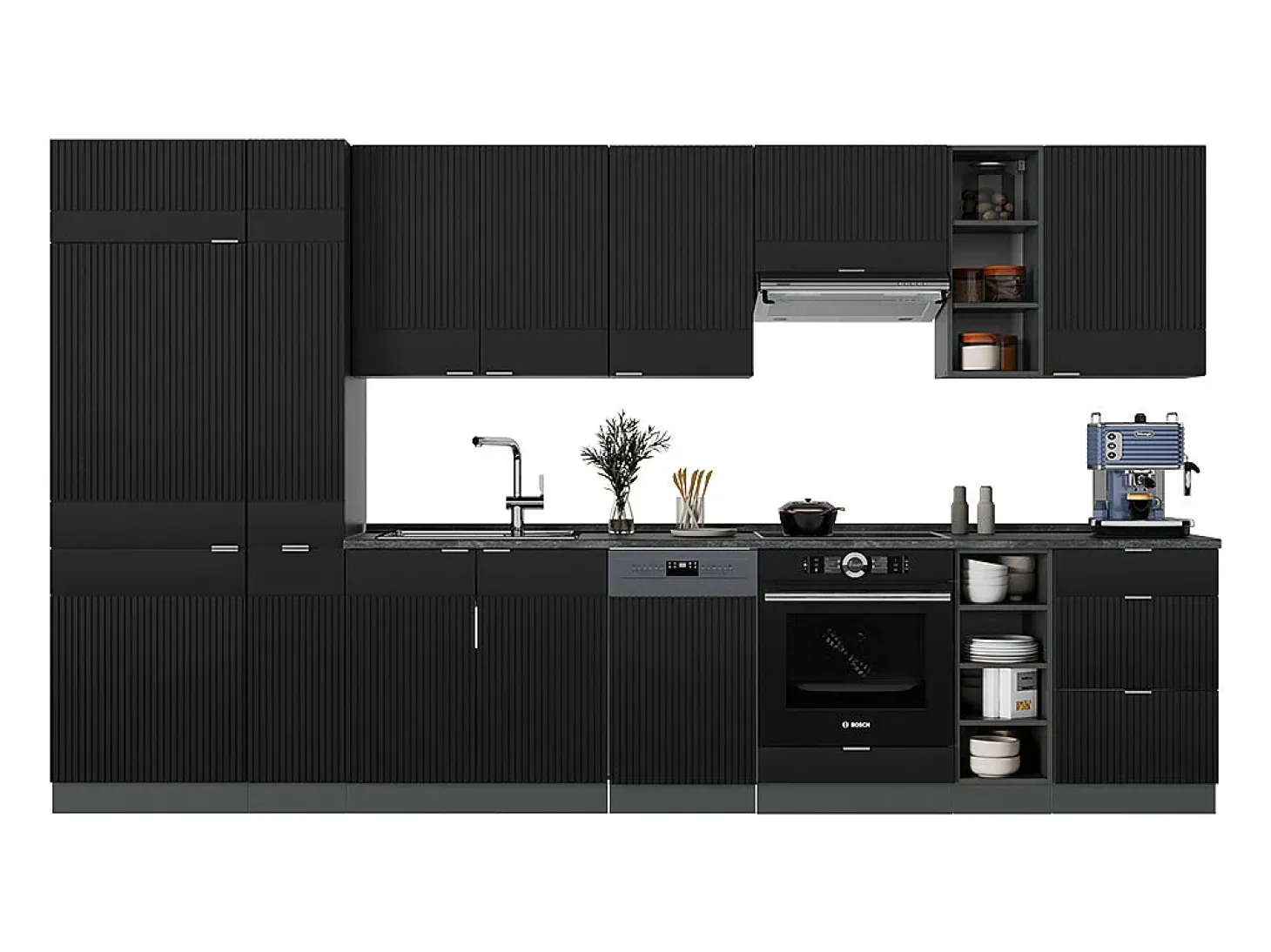 Mueble de cocina rayas negras/antracita 355x60x81.6 fame-line