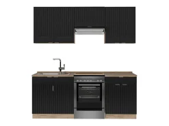 Mueble de cocina rayas negras/roble dorado 200x60x81.6 fame-line