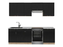 Mueble de cocina rayas negras/roble dorado 240x46x81.6 fame-line