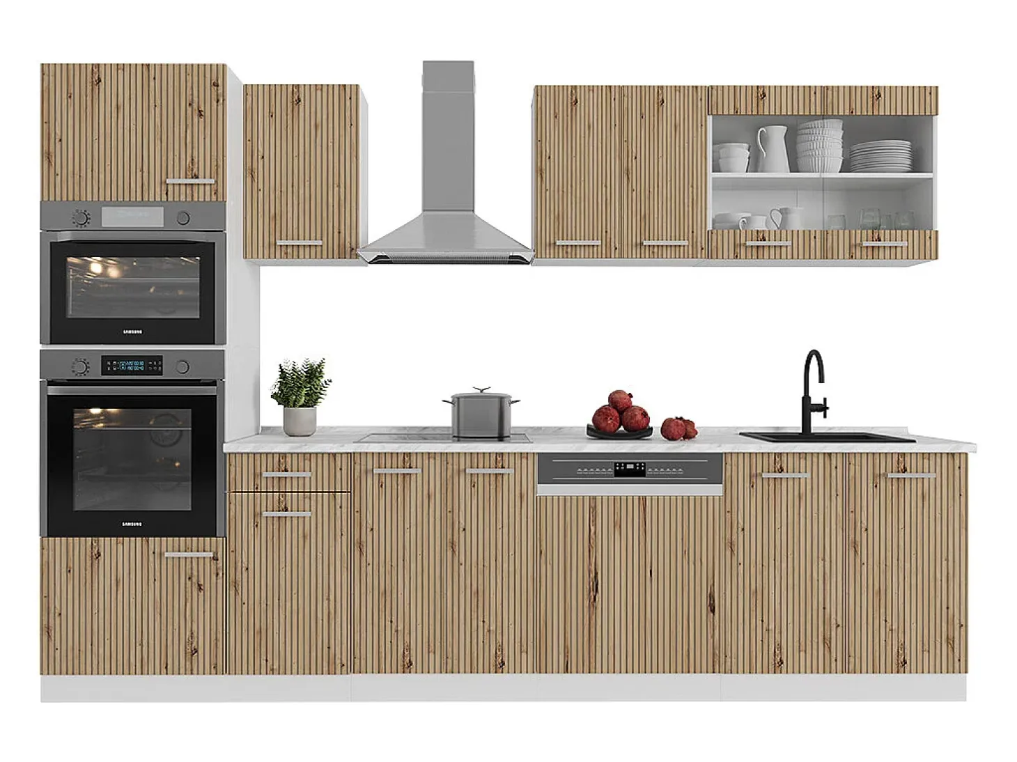Mueble de cocina roble artesanal/blanco 300x60x81.6 r-line
