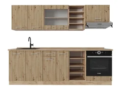Mueble de cocina roble artesanal/roble dorado 240x60x81.6 r-line