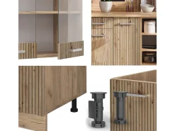 Mueble de cocina roble artesanal/roble dorado 240x60x81.6 r-line