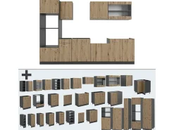 Mueble de cocina roble artesanal/antracita 300x46x81.6 r-line