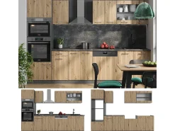 Mueble de cocina roble artesanal/antracita 300x46x81.6 r-line