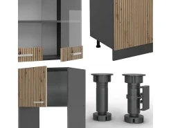 Mueble de cocina roble artesanal/antracita 300x46x81.6 r-line