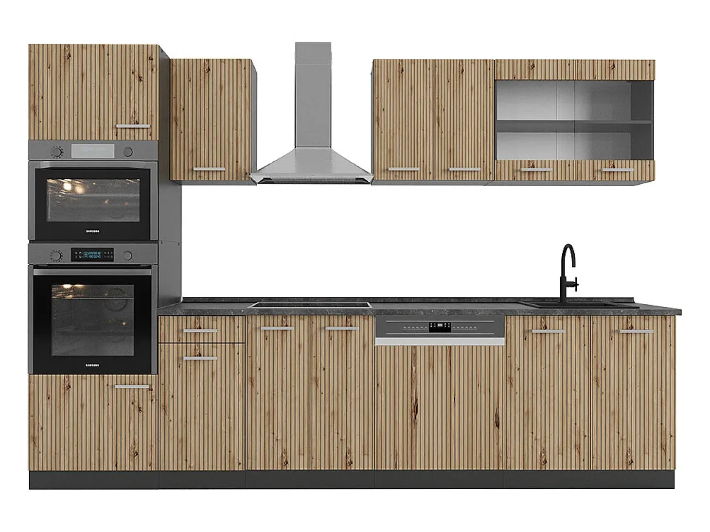 Mueble de cocina roble artesanal/antracita 300x46x81.6 r-line