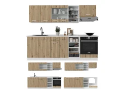 Mueble de cocina roble artesanal/blanco 240x46x81.6 r-line