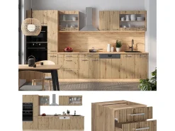 Mueble de cocina roble artesanal/roble dorado 350x60x81.6 r-line