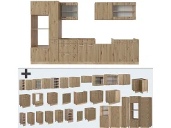 Mueble de cocina roble artesanal/roble dorado 350x60x81.6 r-line