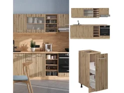 Mueble de cocina roble artesanal/roble dorado 240x60x81.6 r-line