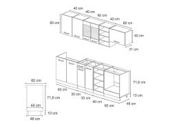 Mueble de cocina roble artesanal/roble dorado 240x60x81.6 r-line