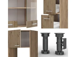 Mueble de cocina roble artesanal/roble dorado 350x60x81.6 r-line