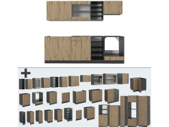 Mueble de cocina roble artesanal/antracita 240x60x81.6 r-line