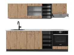 Mueble de cocina roble artesanal/antracita 240x60x81.6 r-line