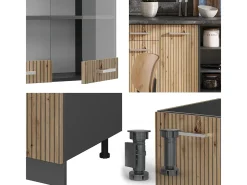 Mueble de cocina roble artesanal/antracita 240x60x81.6 r-line