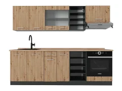 Mueble de cocina roble artesanal/antracita 240x60x81.6 r-line