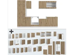 Mueble de cocina roble artesanal/blanco 300x60x81.6 r-line