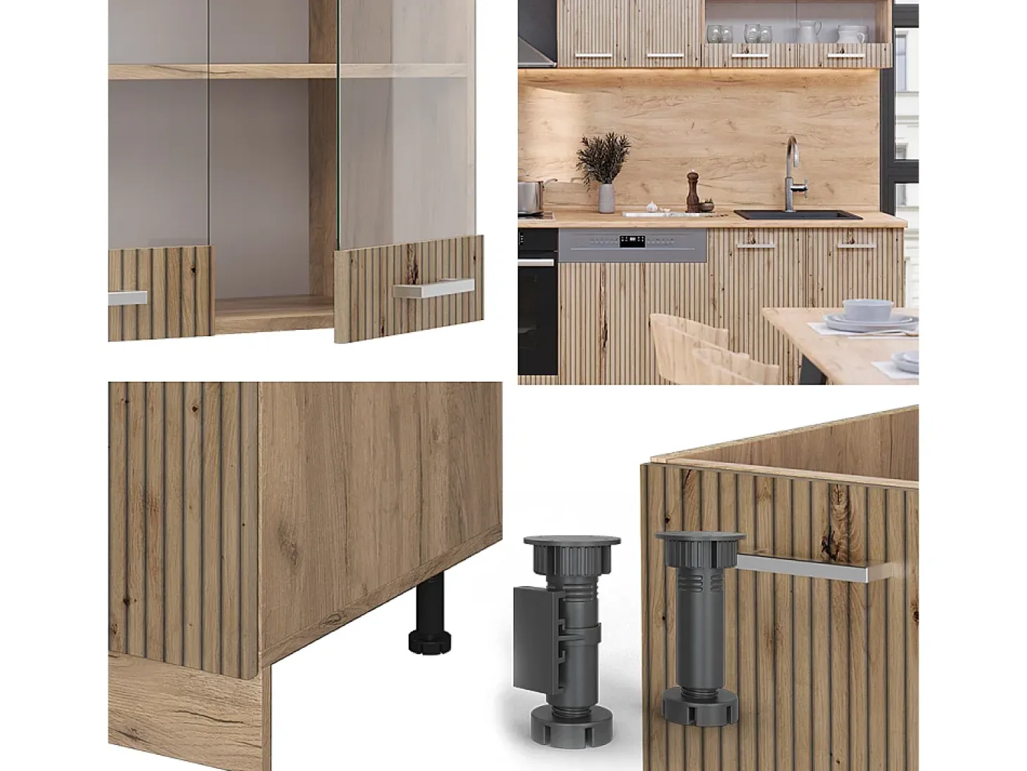 Mueble de cocina roble artesanal/roble dorado 300x60x81.6 r-line