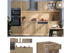 Mueble de cocina roble artesanal/roble dorado 300x60x81.6 r-line