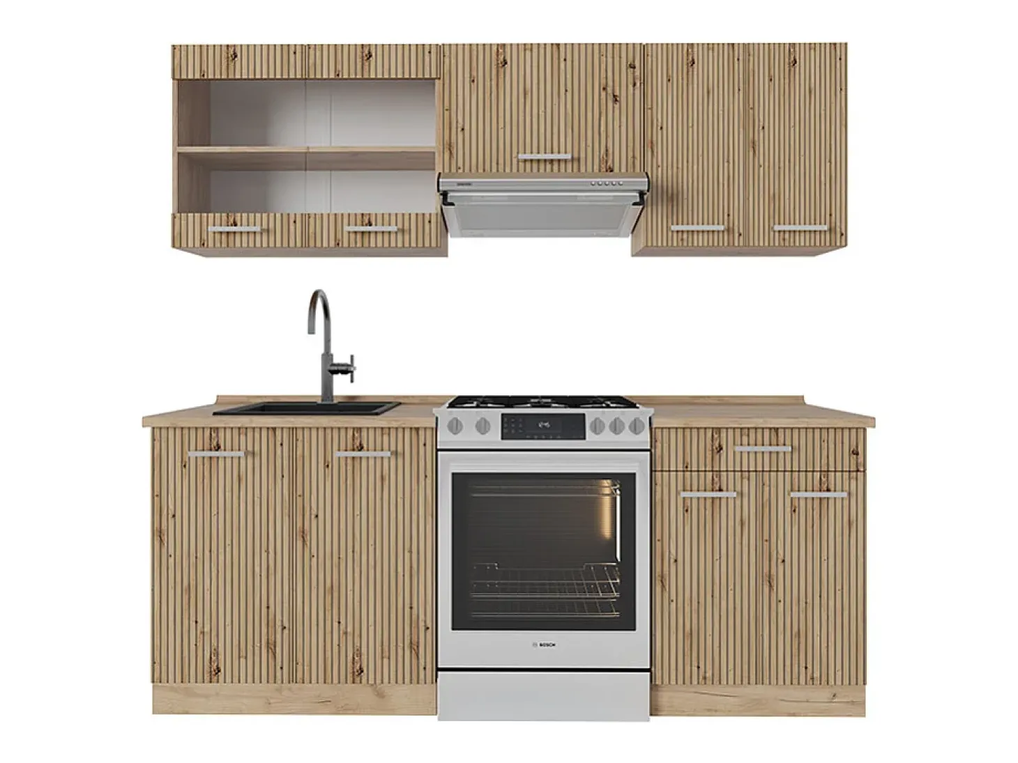 Mueble de cocina roble artesanal/roble dorado 200x60x81.6 r-line