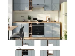 Mueble de cocina roble azul claro/gris dorado 235x60x81.6 fame-line