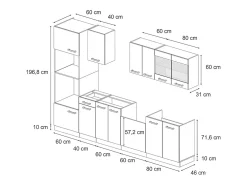 Mueble de cocina roble azul-gris-dorado 300x46x81.6 r-line