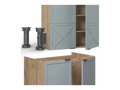 Mueble de cocina roble azul claro/gris dorado 240x60x81.6 fame-line
