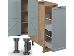 Mueble de cocina roble azul claro/gris dorado 280x60x81.6 fame-line
