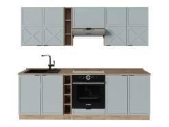 Mueble de cocina roble azul claro/gris dorado 235x60x81.6 fame-line