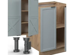 Mueble de cocina roble azul claro/gris dorado 300x60x81.6 fame-line