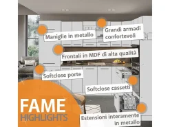 Mueble de cocina roble azul claro/gris dorado 300x60x81.6 fame-line