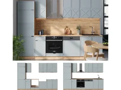Mueble de cocina roble azul claro/gris dorado 300x60x81.6 fame-line