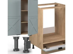 Mueble de cocina roble azul claro/gris dorado 300x60x81.6 fame-line
