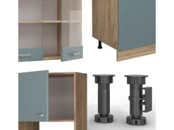 Mueble de cocina roble azul-gris-dorado 300x60x81.6 r-line