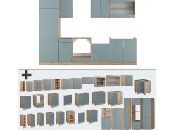 Mueble de cocina roble azul-gris-dorado 300x60x81.6 r-line