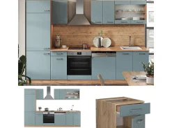 Mueble de cocina roble azul-gris-dorado 300x60x81.6 r-line