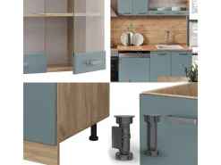 Mueble de cocina roble azul-gris-dorado 300x60x81.6 r-line