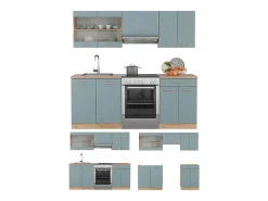 Mueble de cocina roble azul-gris-dorado 200x60x81.6 r-line