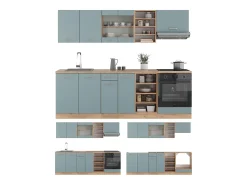 Mueble de cocina roble azul-gris-dorado 240x60x81.6 r-line