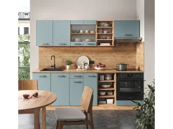 Mueble de cocina roble azul-gris-dorado 240x60x81.6 r-line