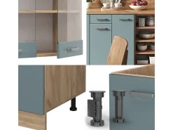 Mueble de cocina roble azul-gris-dorado 240x60x81.6 r-line