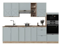 Mueble de cocina roble azul claro/gris dorado 280x60x81.6 fame-line