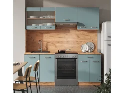 Mueble de cocina roble azul-gris-dorado 200x60x81.6 r-line